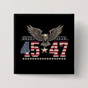 Badge Carré 5 Cm Drapeau de l'aigle américain vintage Trump 45 47 U