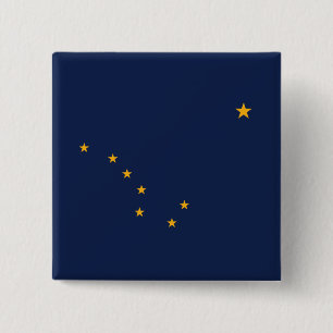 Badge Carré 5 Cm Drapeau de l'Alaska