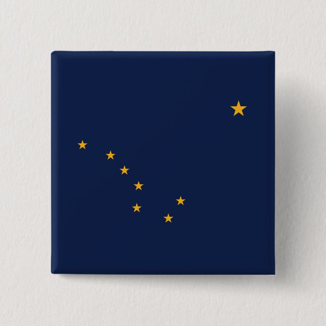 Badge Carré 5 Cm Drapeau de l'Alaska (Devant)