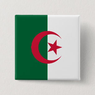 Badge Carré 5 Cm Drapeau de l'Algérie