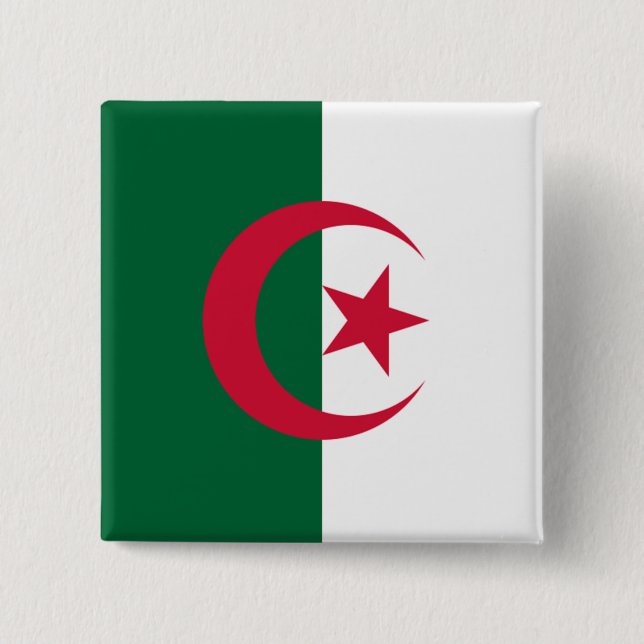 Badge Carré 5 Cm Drapeau de l'Algérie (Devant)