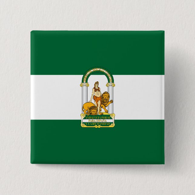 Badge Carré 5 Cm Drapeau de l'Andalousie, Espagne (Devant)
