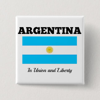 Badge Carré 5 Cm Drapeau de l'Argentine, étiqueté avec devise