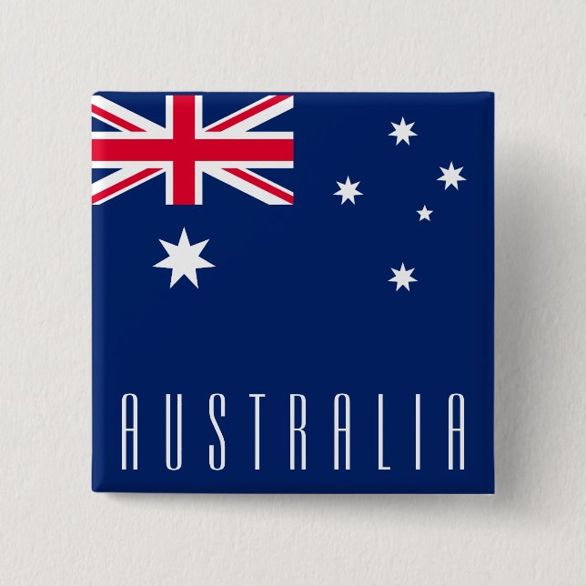 Badge Carré 5 Cm Drapeau de l'Australie (Devant)