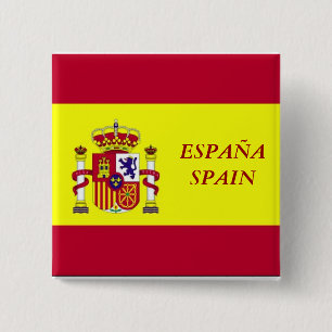 Badge Carré 5 Cm Drapeau de l'Espagne