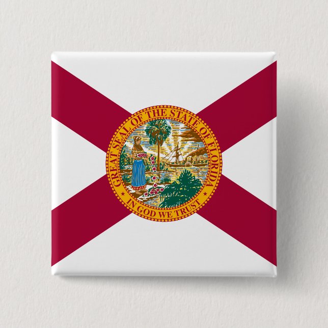 Badge Carré 5 Cm Drapeau de l'État de Floride (Devant)