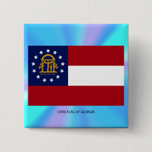 Badge Carré 5 Cm Drapeau de l'État de Géorgie