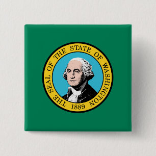 Badge Carré 5 Cm Drapeau de l'État de Washington