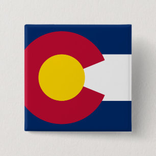 Badge Carré 5 Cm Drapeau de l'État du Colorado
