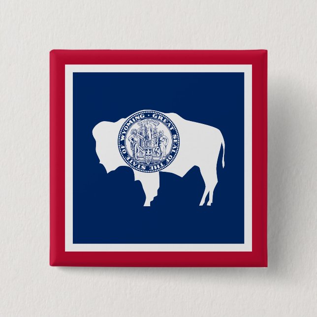 Badge Carré 5 Cm Drapeau de l'État du Wyoming (Devant)