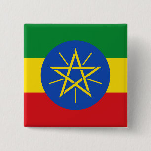 Badge Carré 5 Cm Drapeau de l'Ethiopie
