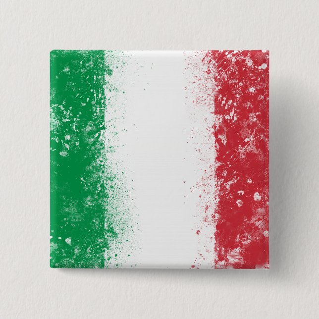 Badge Carré 5 Cm Drapeau de l'Italie (Devant)