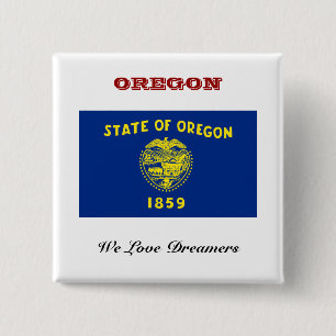 Badge Carré 5 Cm Drapeau de l'Oregon