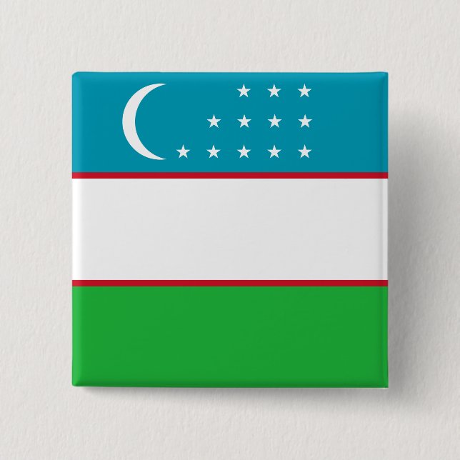 Badge Carré 5 Cm Drapeau de l'Ouzbékistan (Devant)