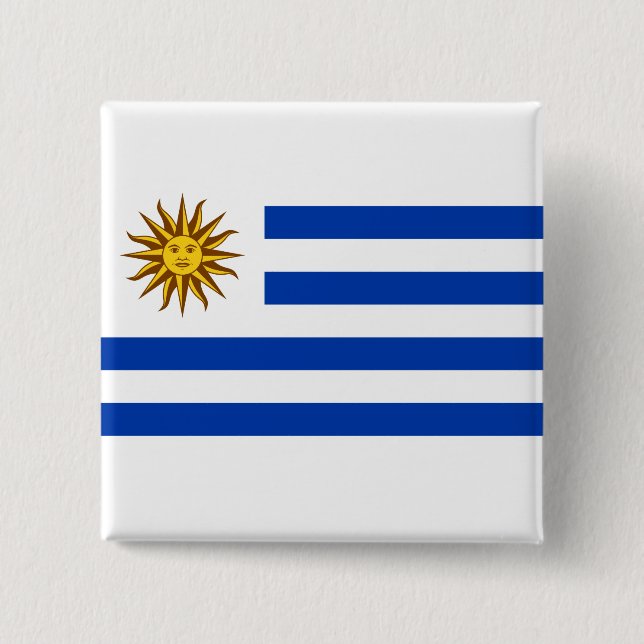 Badge Carré 5 Cm Drapeau de l'Uruguay (Devant)