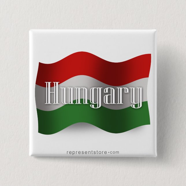 Badge Carré 5 Cm Drapeau de ondulation de la Hongrie (Devant)