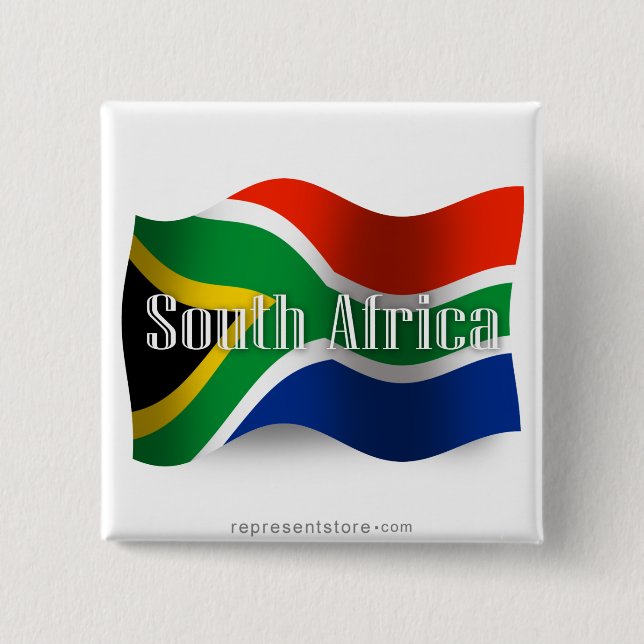 Badge Carré 5 Cm Drapeau de ondulation de l'Afrique du Sud (Devant)