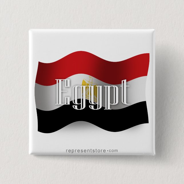 Badge Carré 5 Cm Drapeau de ondulation de l'Egypte (Devant)