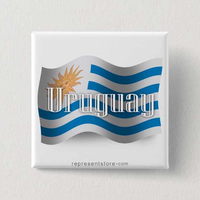 Badge Carré 5 Cm Drapeau de ondulation de l'Uruguay (Devant)