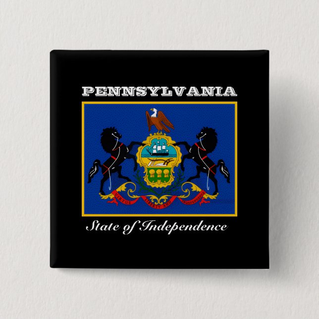 Badge Carré 5 Cm Drapeau de Pennsylvanie (Devant)