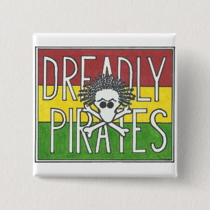 BADGE CARRÉ 5 CM DRAPEAU DE PIRATES DE DREADLY