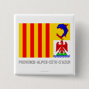 Badge Carré 5 Cm Drapeau de Provence-Alpes-Côte d'Azur avec le nom