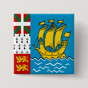 Badge Carré 5 Cm Drapeau de Saint-Pierre-et-Miquelon