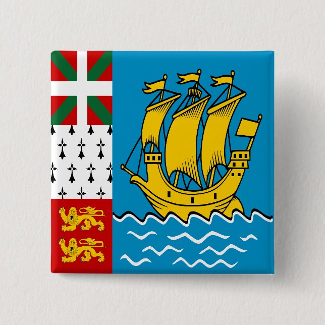 Badge Carré 5 Cm Drapeau de Saint-Pierre-et-Miquelon (Devant)