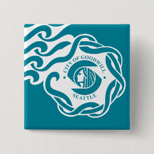 Badge Carré 5 Cm Drapeau de Seattle