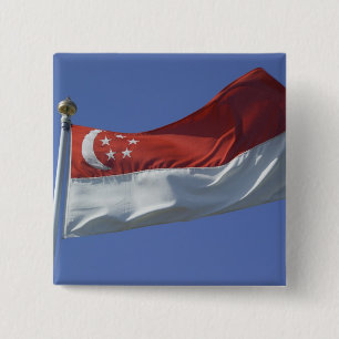 Badge Carré 5 Cm Drapeau de Singapour