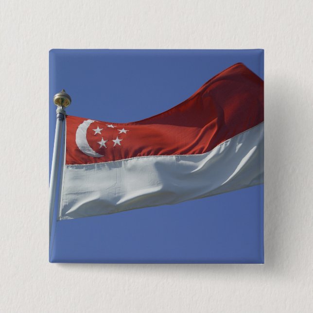 Badge Carré 5 Cm Drapeau de Singapour (Devant)