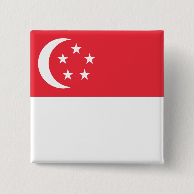 Badge Carré 5 Cm Drapeau de Singapour (Devant)