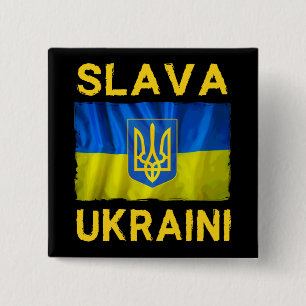 Badge Carré 5 Cm Drapeau de Slava Ukraini slava ukraini