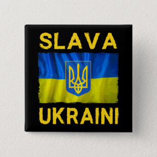 Badge Carré 5 Cm Drapeau de Slava Ukraini slava ukraini