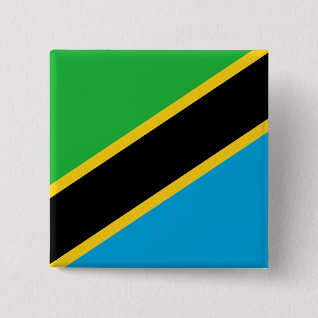 Badge Carré 5 Cm Drapeau de Tanzanie (Devant)