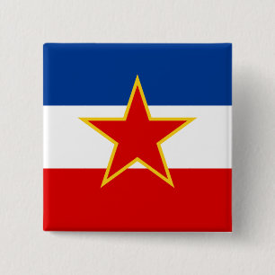 Badge Carré 5 Cm Drapeau de Yougoslavie