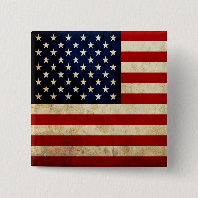 Badge Carré 5 Cm Drapeau des Etats-Unis (Devant)