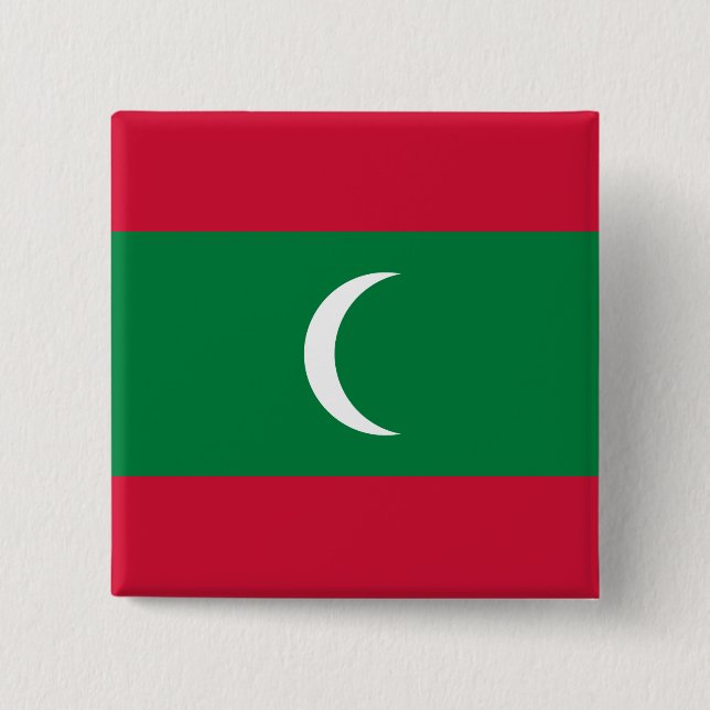 Badge Carré 5 Cm Drapeau des Maldives (Devant)