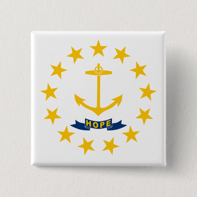 Badge Carré 5 Cm Drapeau d'État de Rhode Island (Devant)