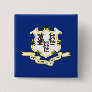 Badge Carré 5 Cm Drapeau d'État du Connecticut