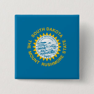 Badge Carré 5 Cm Drapeau d'État du Dakota du Sud