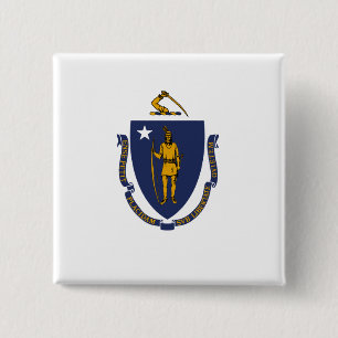 Badge Carré 5 Cm Drapeau d'État du Massachusetts
