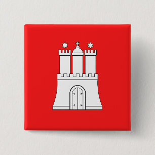 Badge Carré 5 Cm Drapeau du Bouton de Hambourg