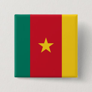 Badge Carré 5 Cm Drapeau du Cameroun