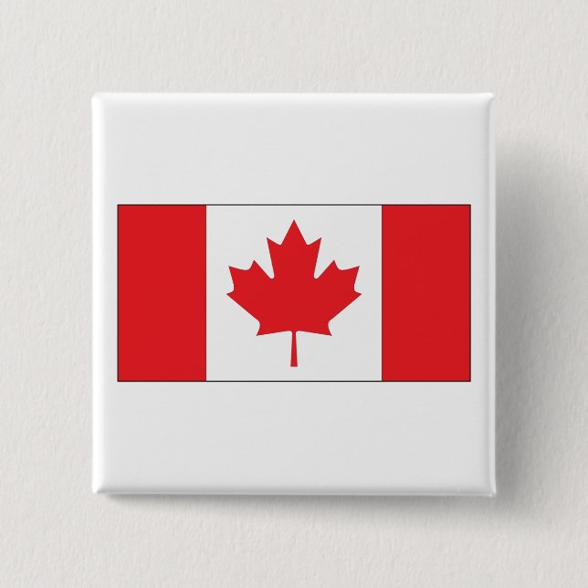 Badge Carré 5 Cm Drapeau du Canada (Devant)