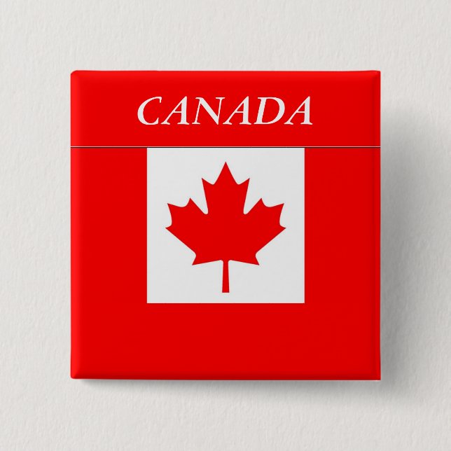 Badge Carré 5 Cm Drapeau du Canada (Devant)