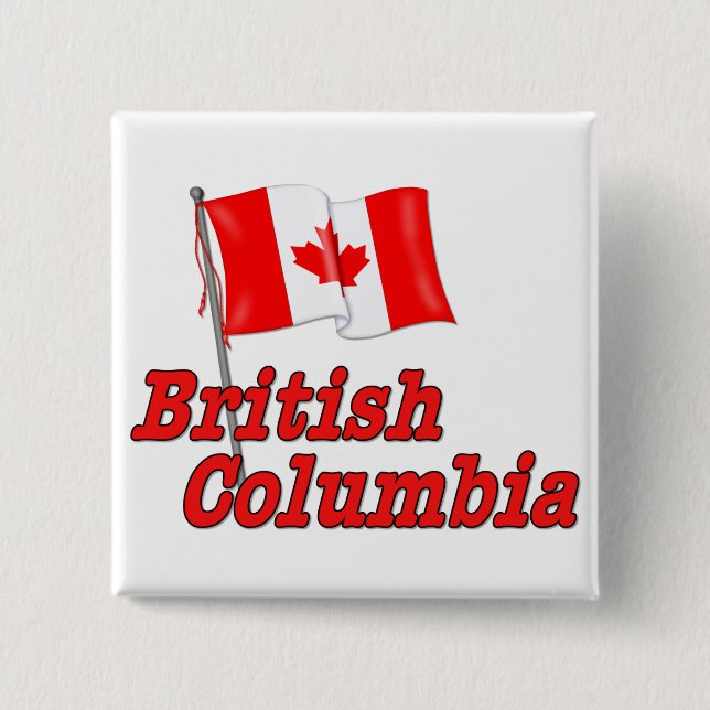 Badge Carré 5 Cm Drapeau du Canada - Colombie-Britannique (Devant)