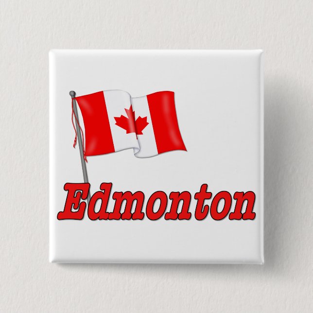 Badge Carré 5 Cm Drapeau du Canada - Edmonton (Devant)