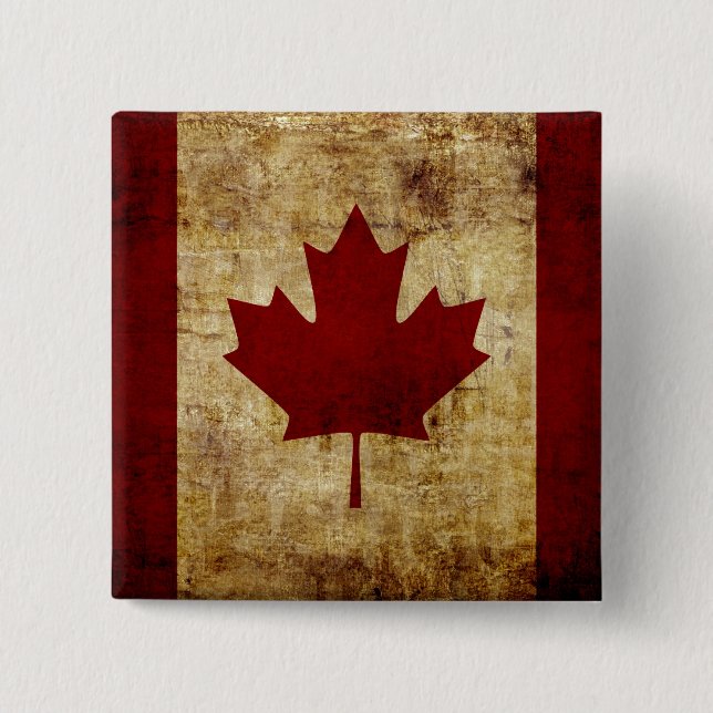 Badge Carré 5 Cm Drapeau du Canada / grunge (Devant)