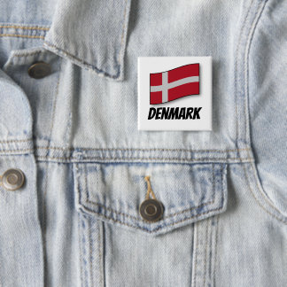 Badge Carré 5 Cm Drapeau du Danemark